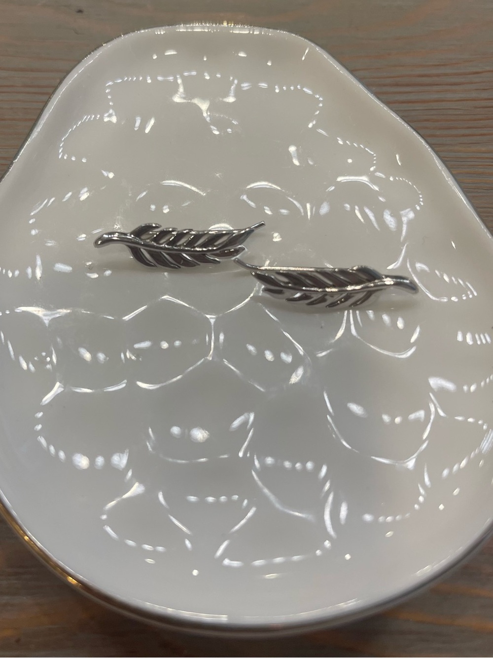 Sterling Silver Leaf Feather 🪶 ear climber earrings